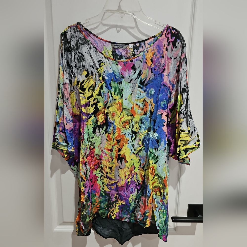 Jams World Multicolor Abstract Floral Scoop Neck Blouse